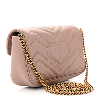Gucci Calfskin Matelasse Super Mini GG Marmont Shoulder Bag Porcelain Rose 3 of 12