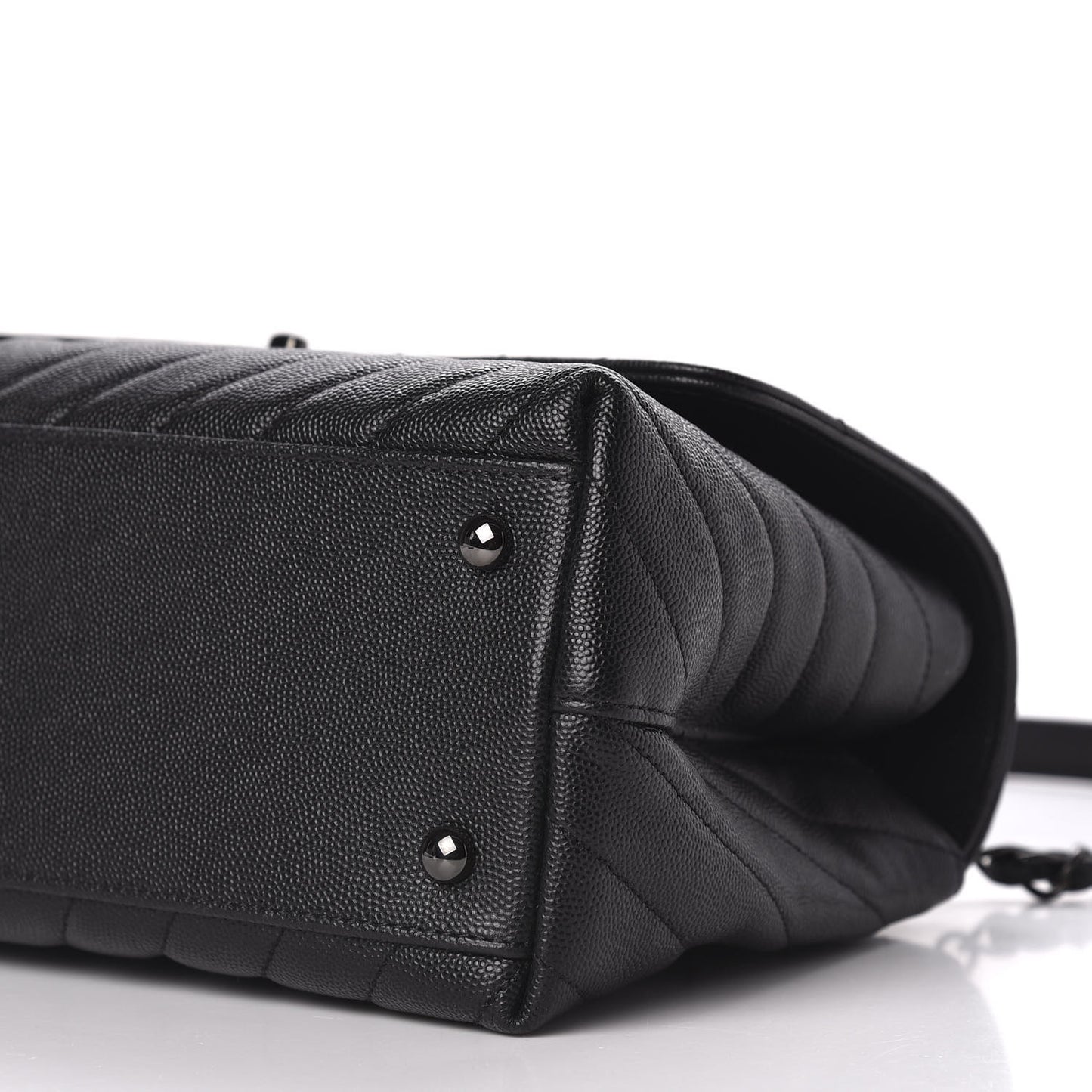 Caviar Chevron Quilted Small Coco Handle Flap So Black