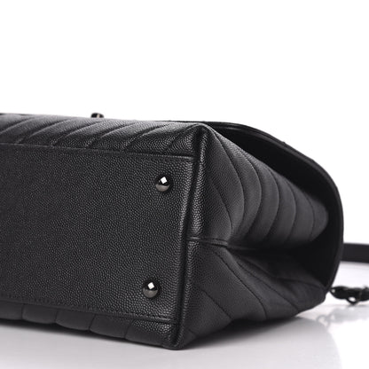Chanel Caviar Chevron Quilted Small Coco Handle Flap So Black 7 of 9