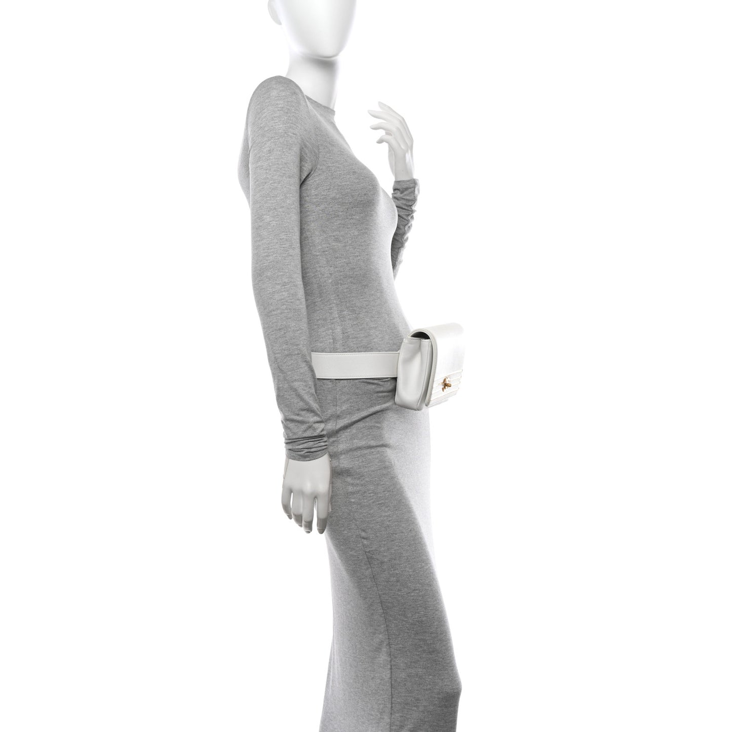 Grained Calfskin Embroidered Captain Gold Belt Bag White