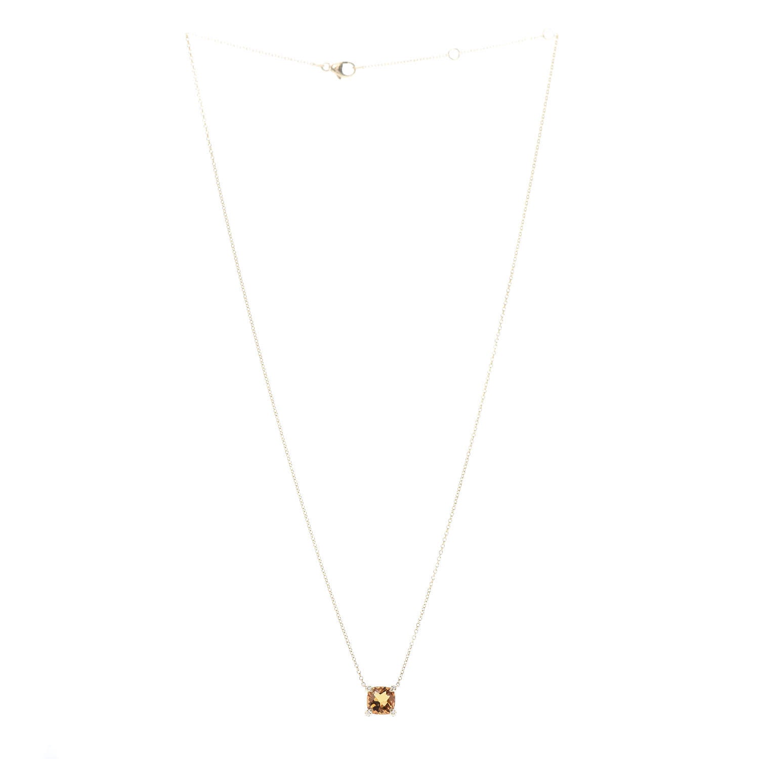 David Yurman 18K Yellow Gold Diamond Citrine 7mm Petite Chatelaine Pendant Necklace 3 of 5