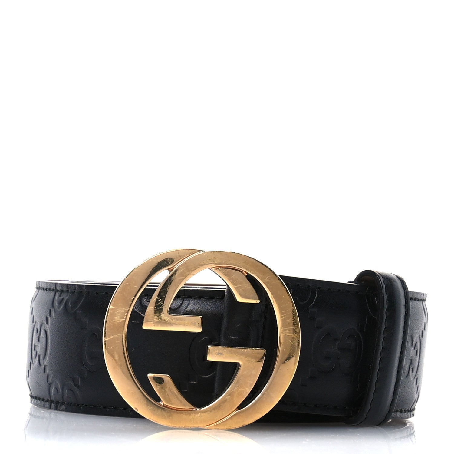 Gucci Guccissima Signature Interlocking G 37mm Belt 115 46 Black 1 of 5
