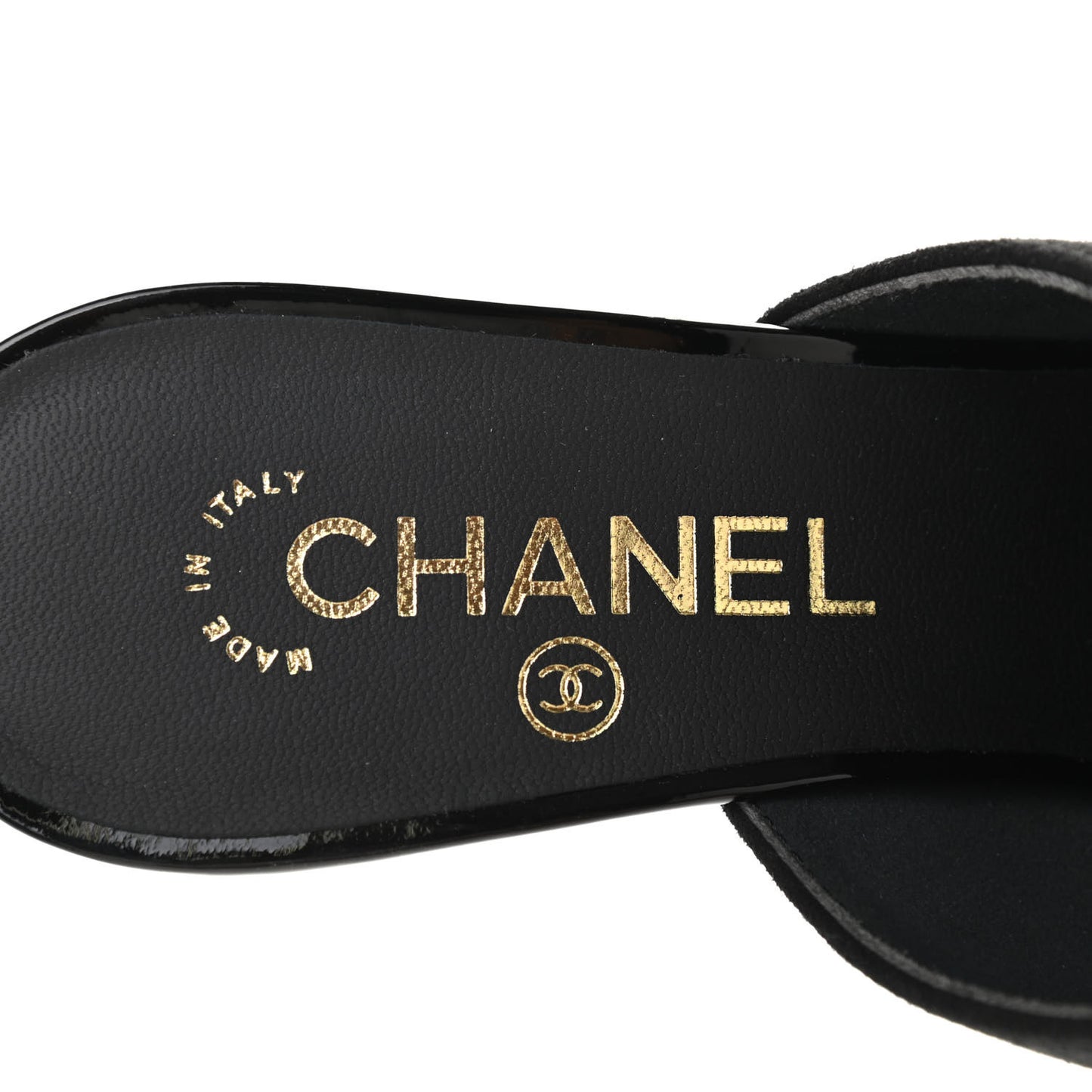 Suede Patent Calfskin Cap Toe Pearl Mule 39 Black