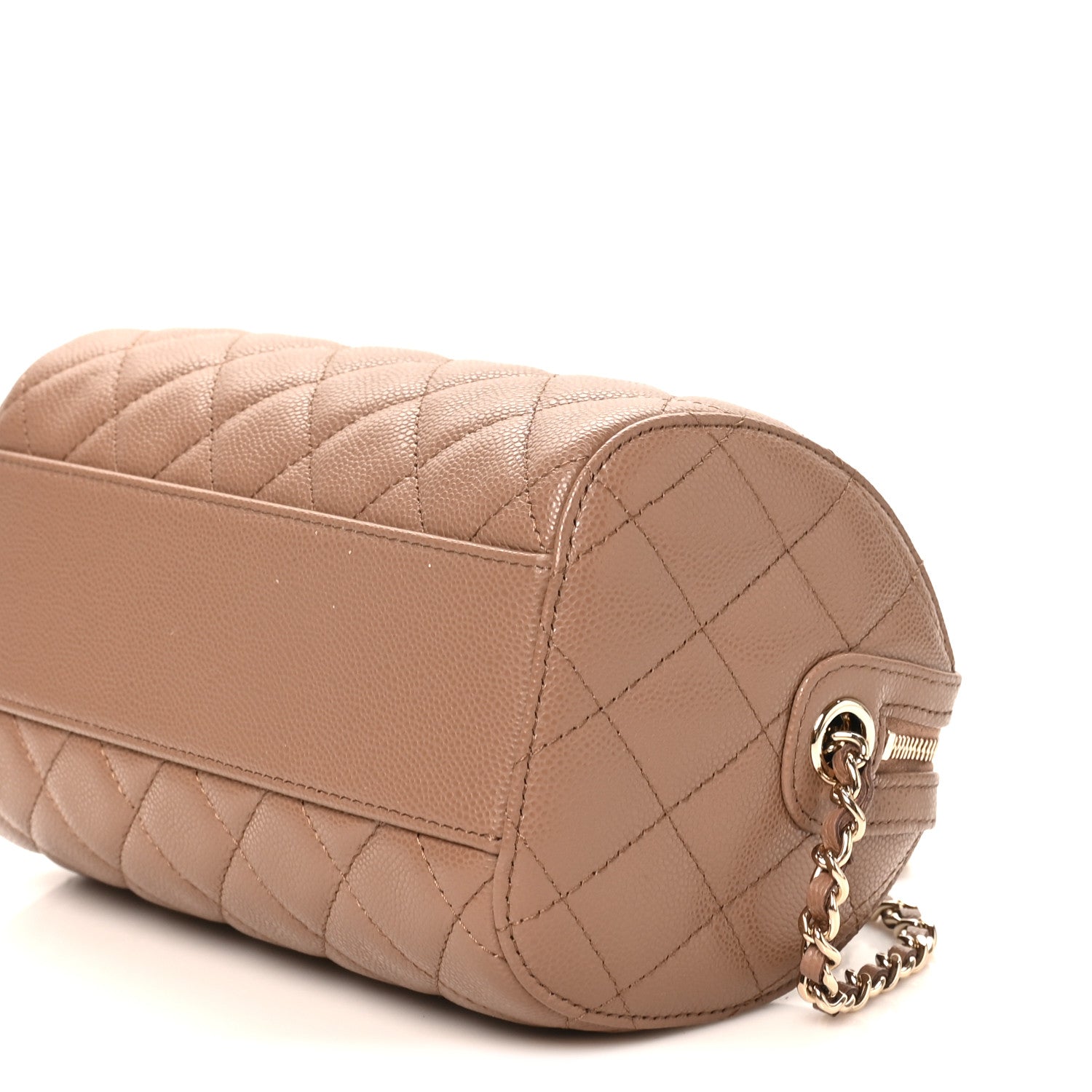 Chanel Caviar Quilted Barrel Clutch With Chain Brown 10 of 10