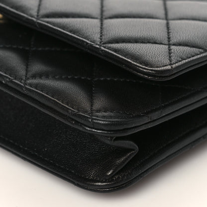 Chanel Lambskin Quilted Wallet On Chain WOC Black 10 of 11