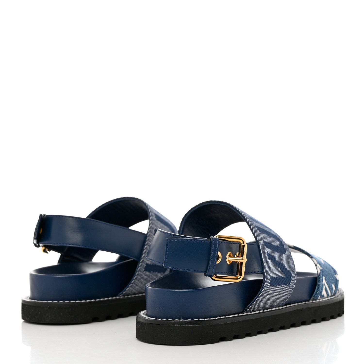 Louis Vuitton Monogram Denim Paseo Flat Comfort Sandals 37 Navy Blue 4 of 10