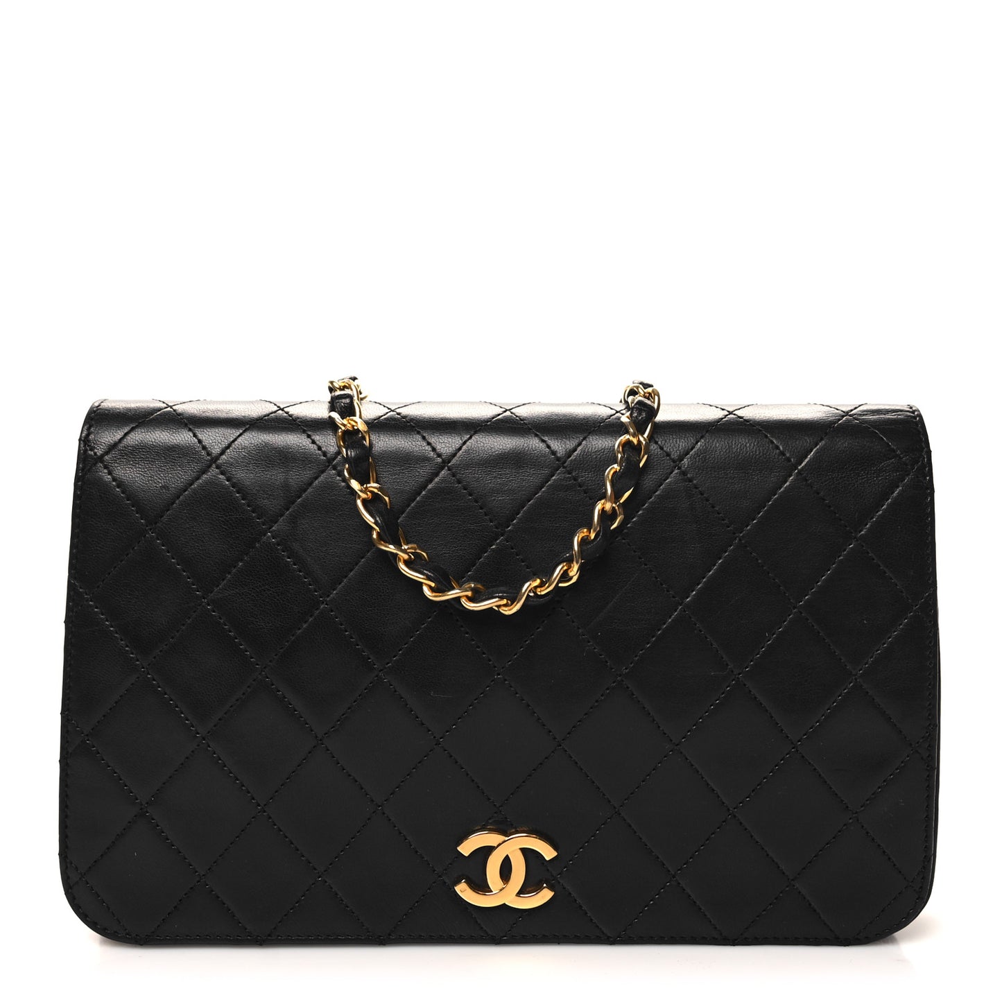 Lambskin Quilted Small Single Flap Black