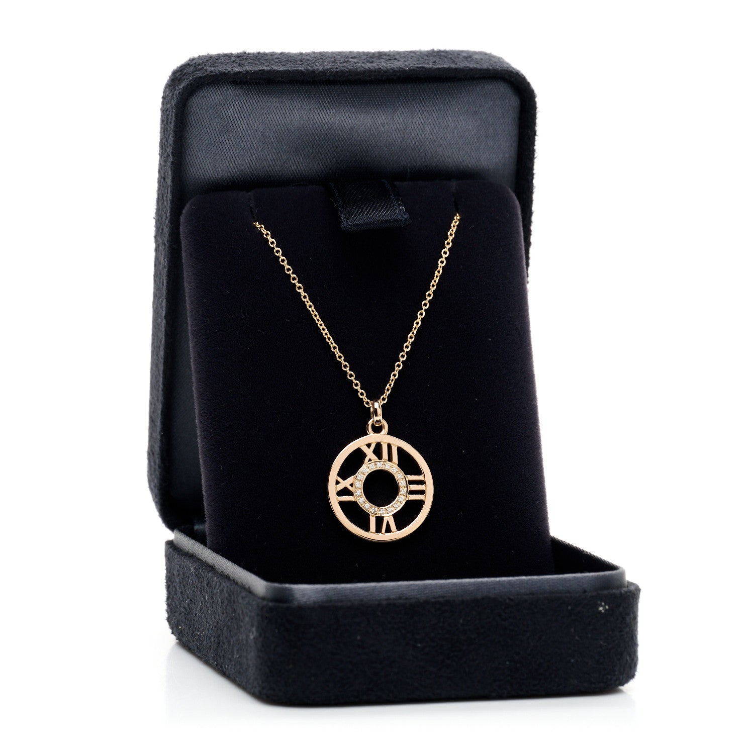 Tiffany 18K Rose Gold Diamond Small Atlas Open Pendant Necklace 5 of 5