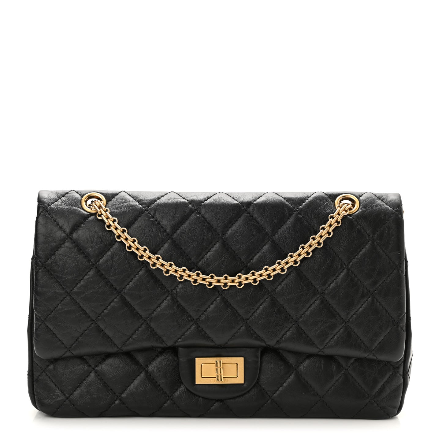 Aged Calfskin Quilted 2.55 Reissue 227 Flap Black