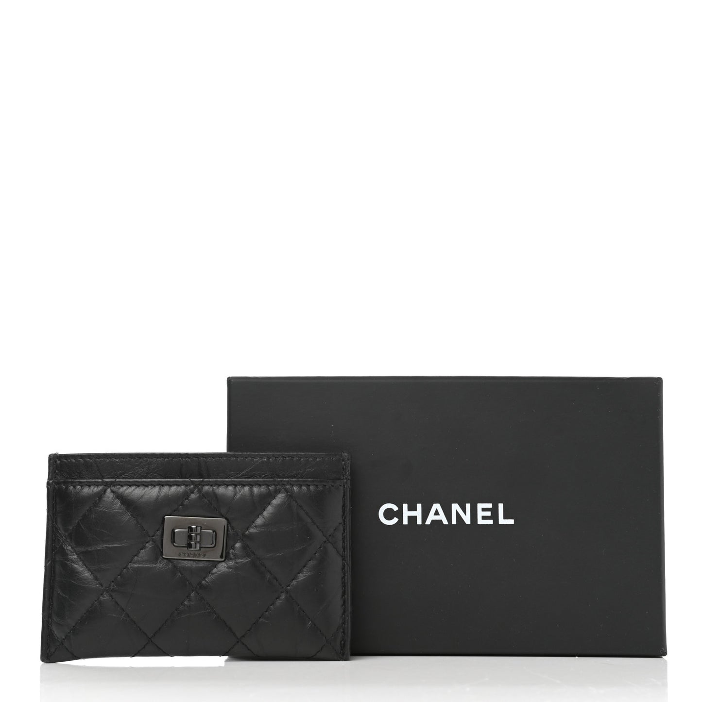 Aged Calfskin Quilted Reissue Card Holder So Black