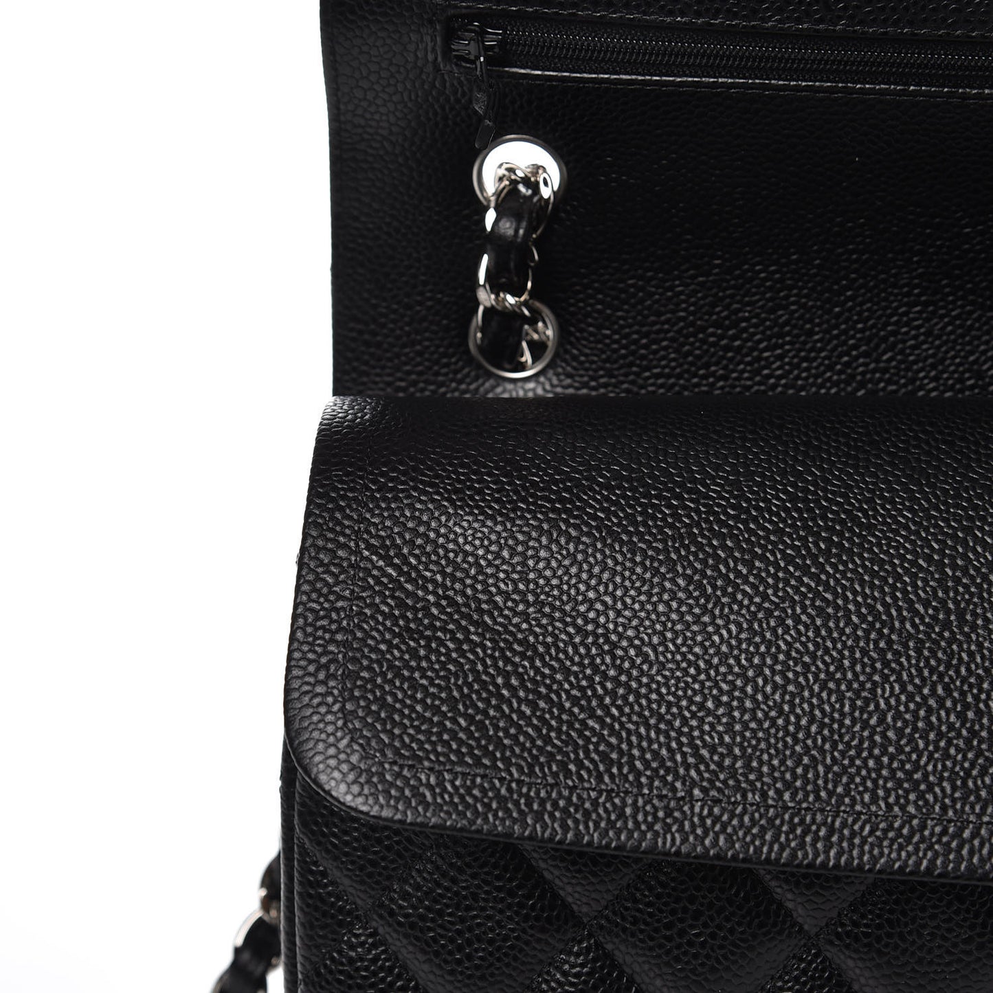 Caviar Quilted Jumbo Double Flap Black
