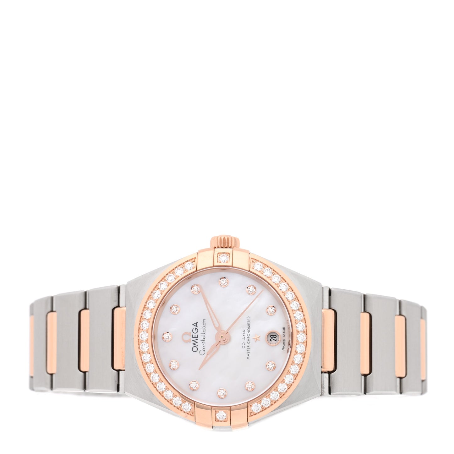 Stainless Steel 18K Sedna Gold Diamond Bezel 29mm Constellation Automatic Watch 131.25.29.20.55.001