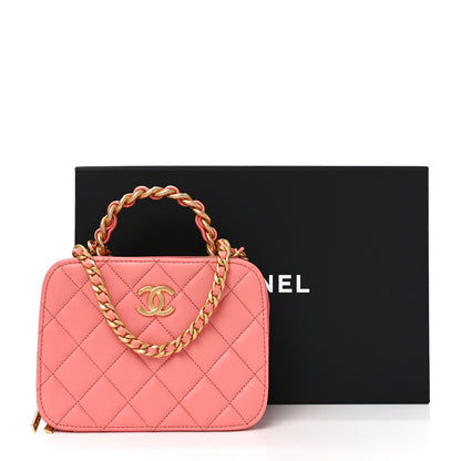 Chanel Lambskin Quilted Top Handle Small Vanity Case Pink 11 of 11