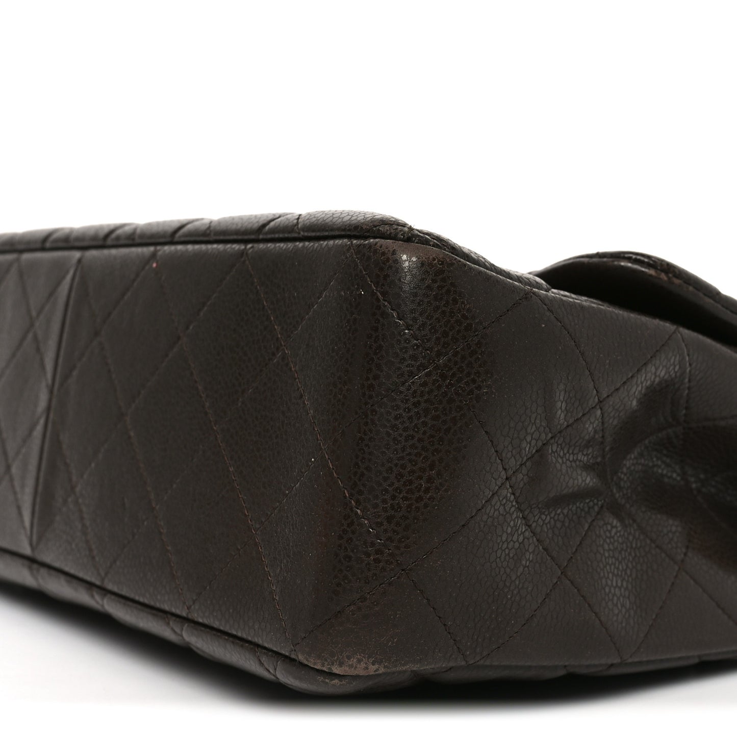 Caviar Quilted Jumbo Single Flap Dark Brown