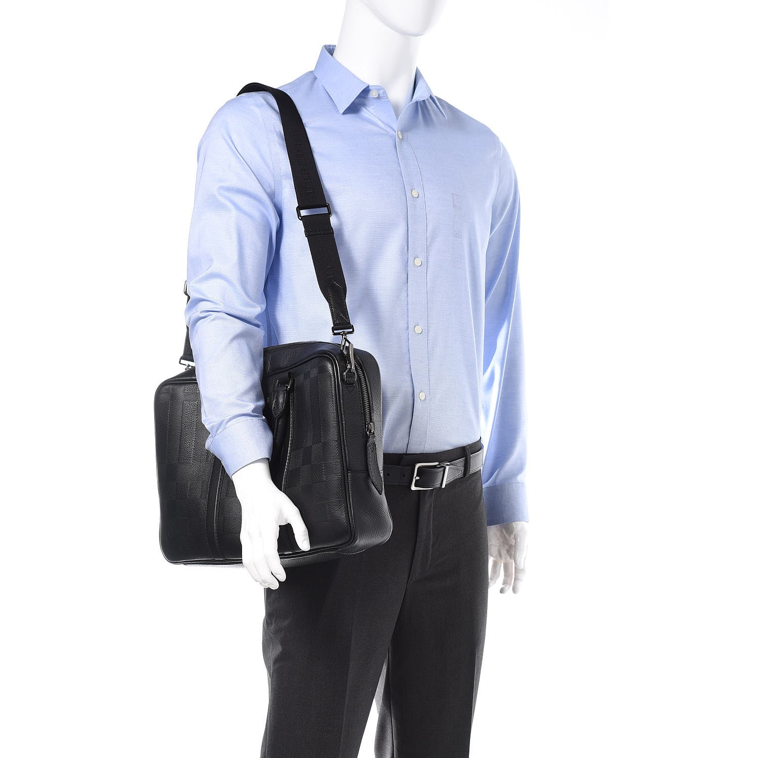 Burberry Heritage Grain Check Embossed Briefcase Black 2 of 10