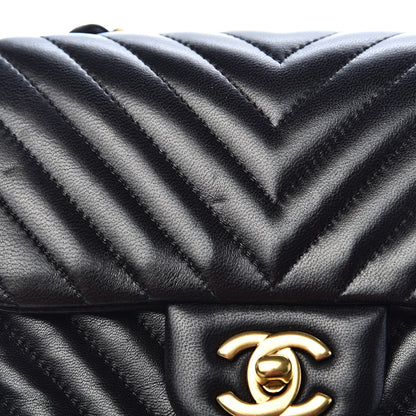 Chanel Lambskin Chevron Quilted Mini Square Flap Black 10 of 13