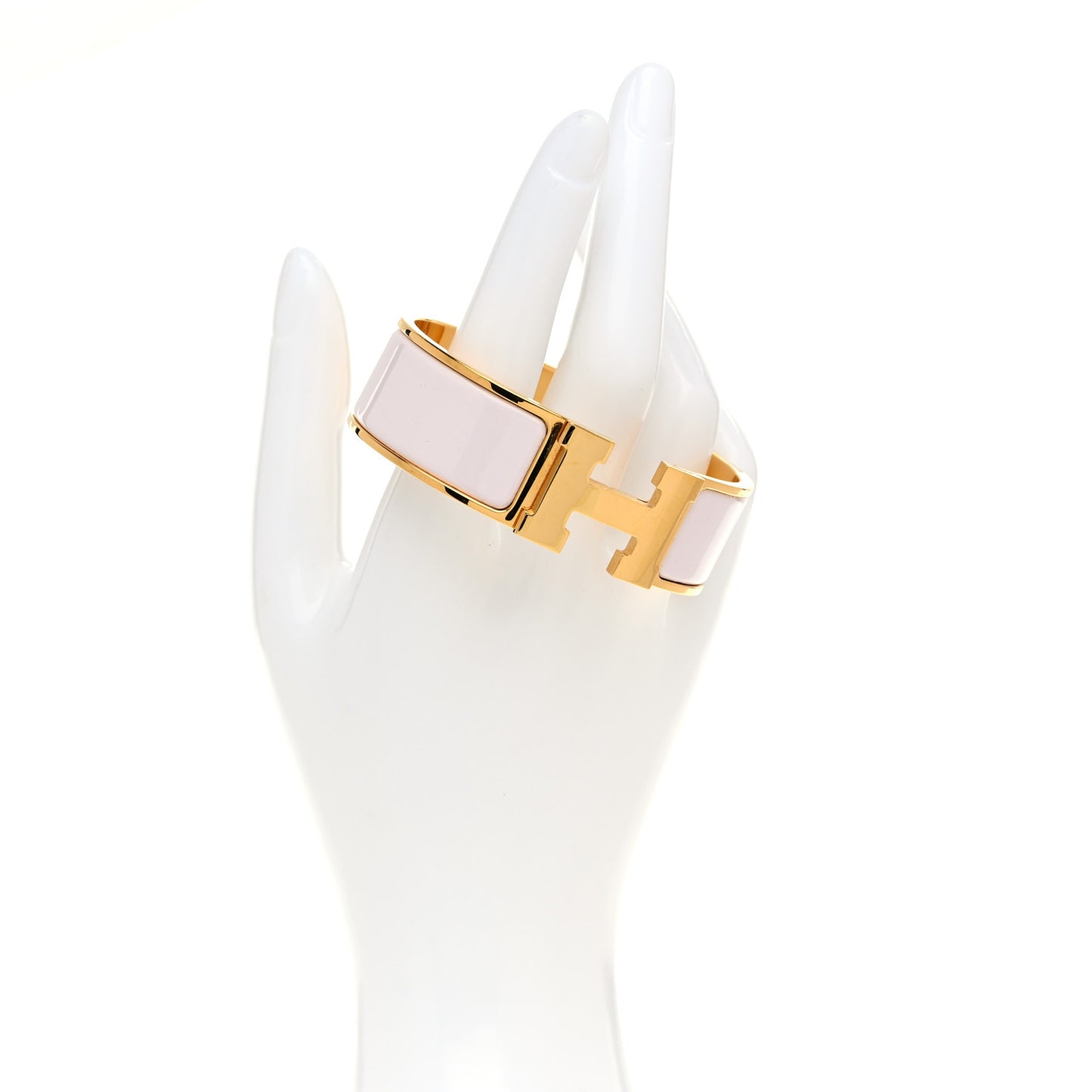 Enamel Wide Clic Clac H Bracelet GM White