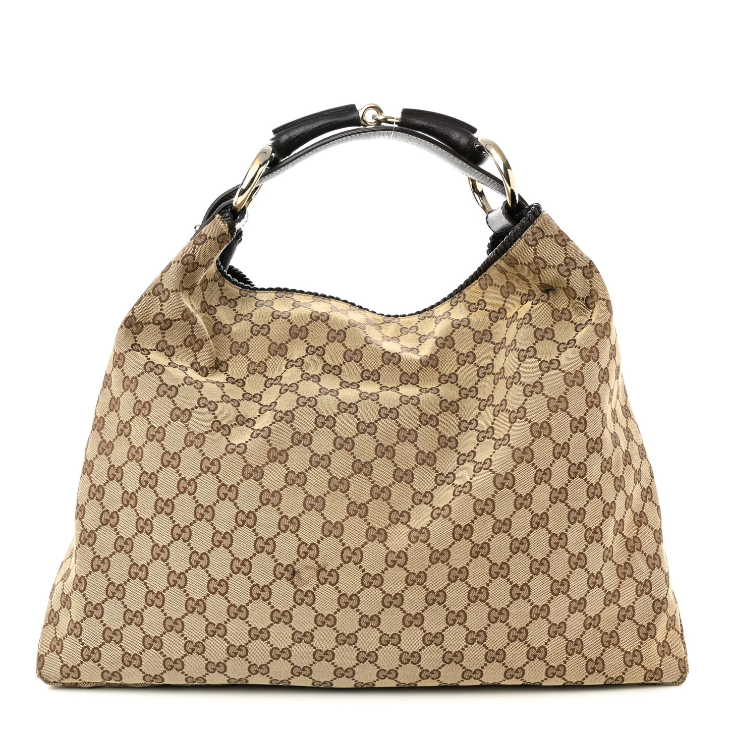 Monogram Large Horsebit Chain Hobo Dark Brown