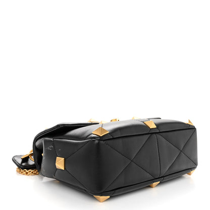 Valentino Garavani Nappa Large Roman Stud Shoulder Bag Black 4 of 10