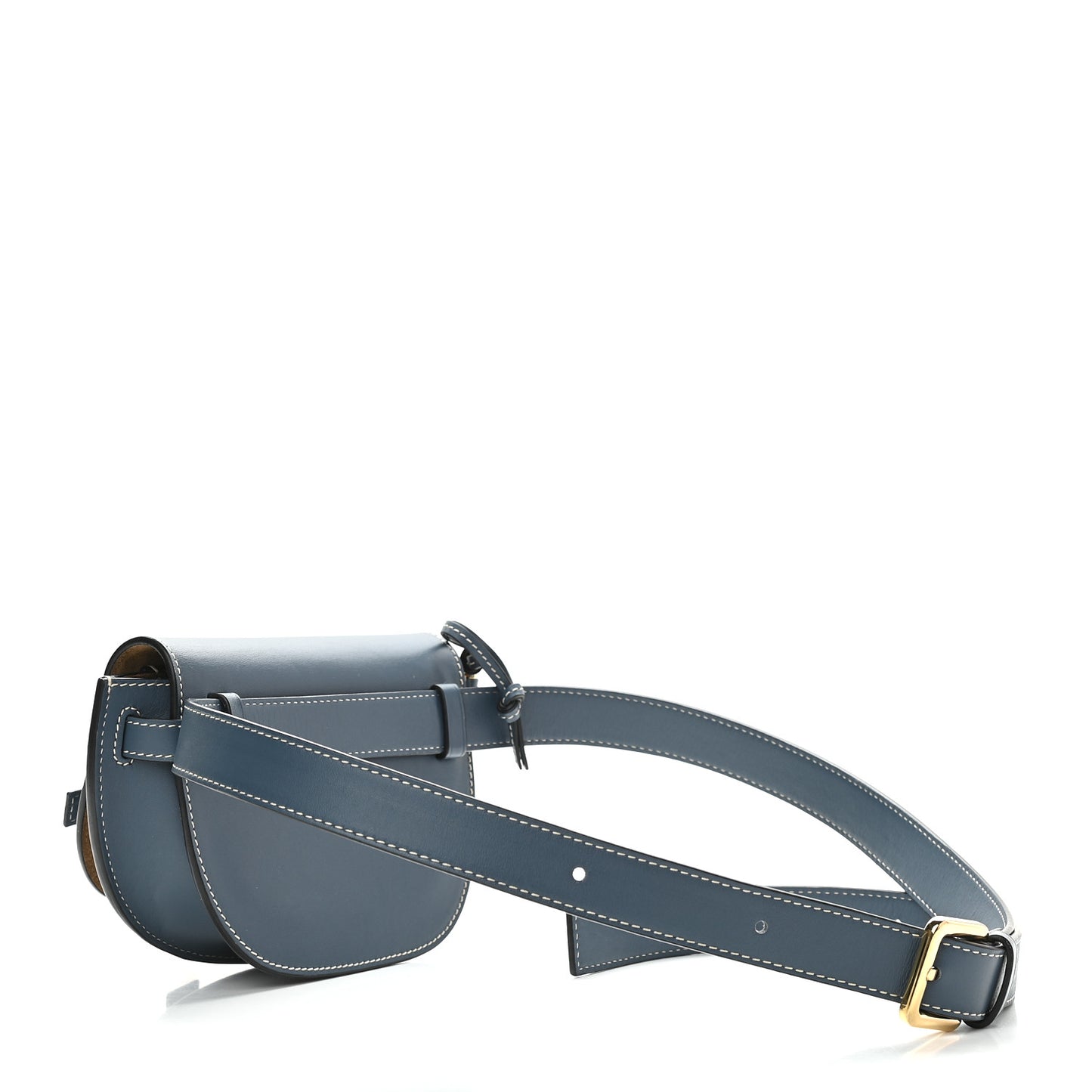 Calfskin Mini Gate Belt Bag Steel Blue