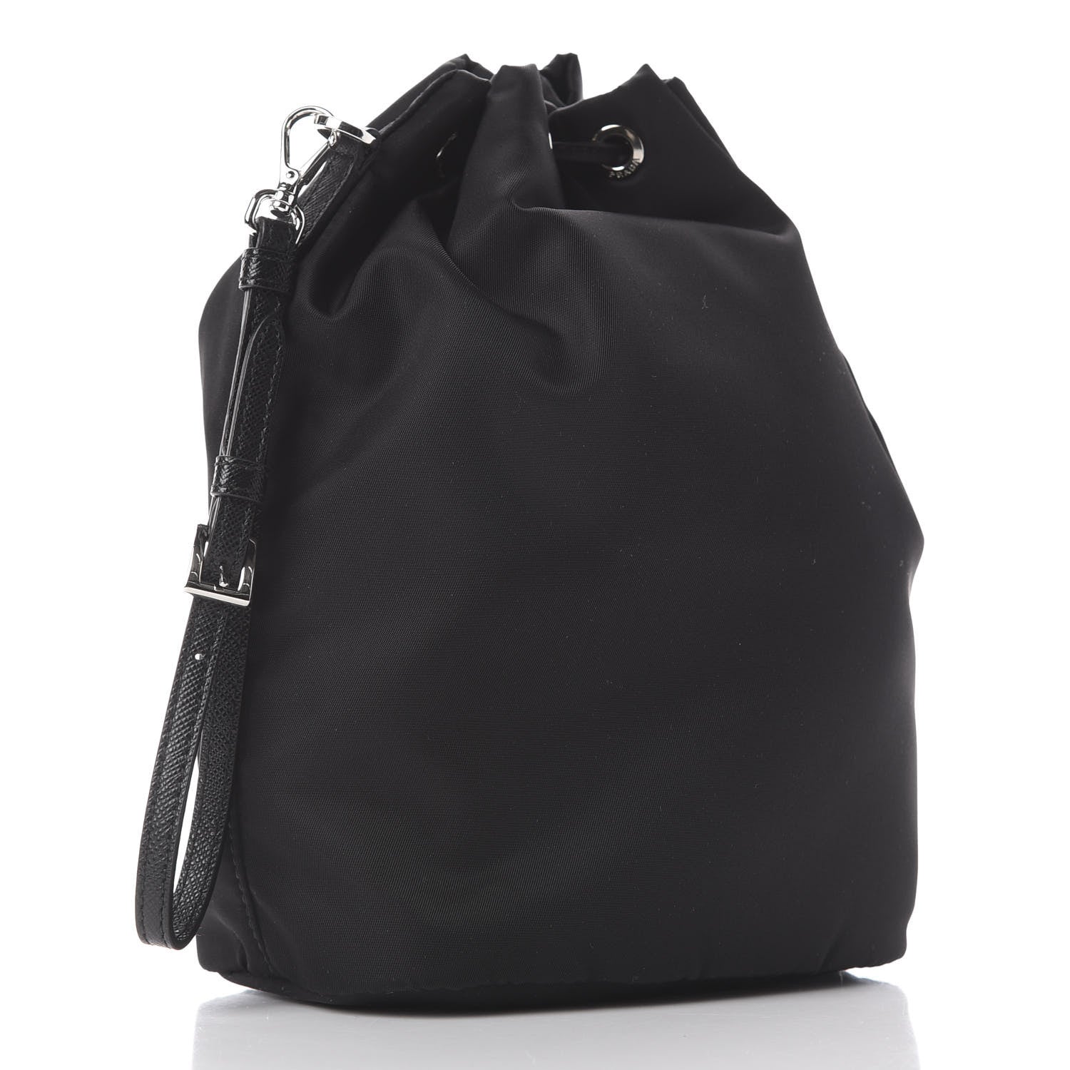Prada Saffiano Tessuto Nylon Vela Bucket Wristlet Black 2 of 9