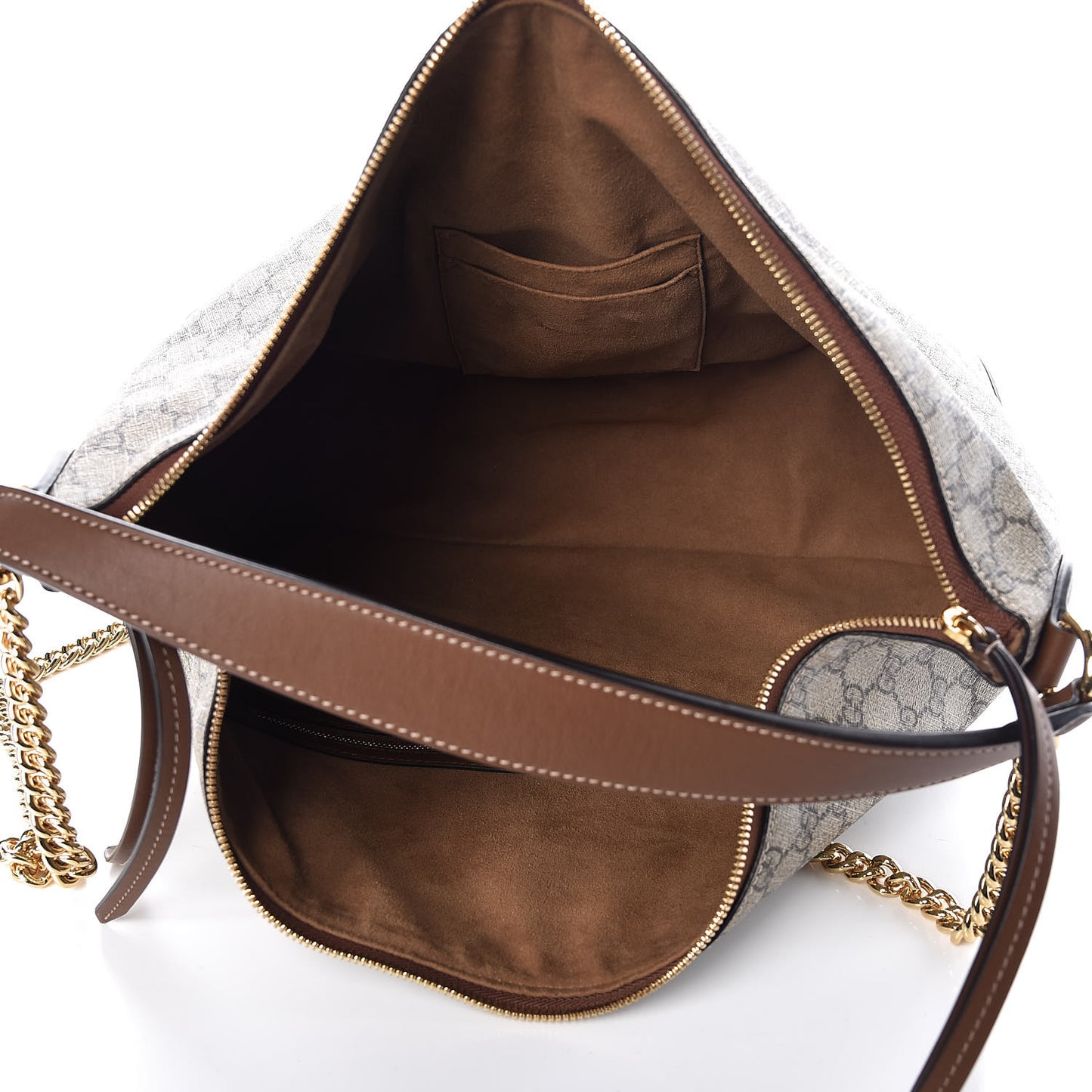 GG Supreme Monogram Large Linea A Hobo Light Brown