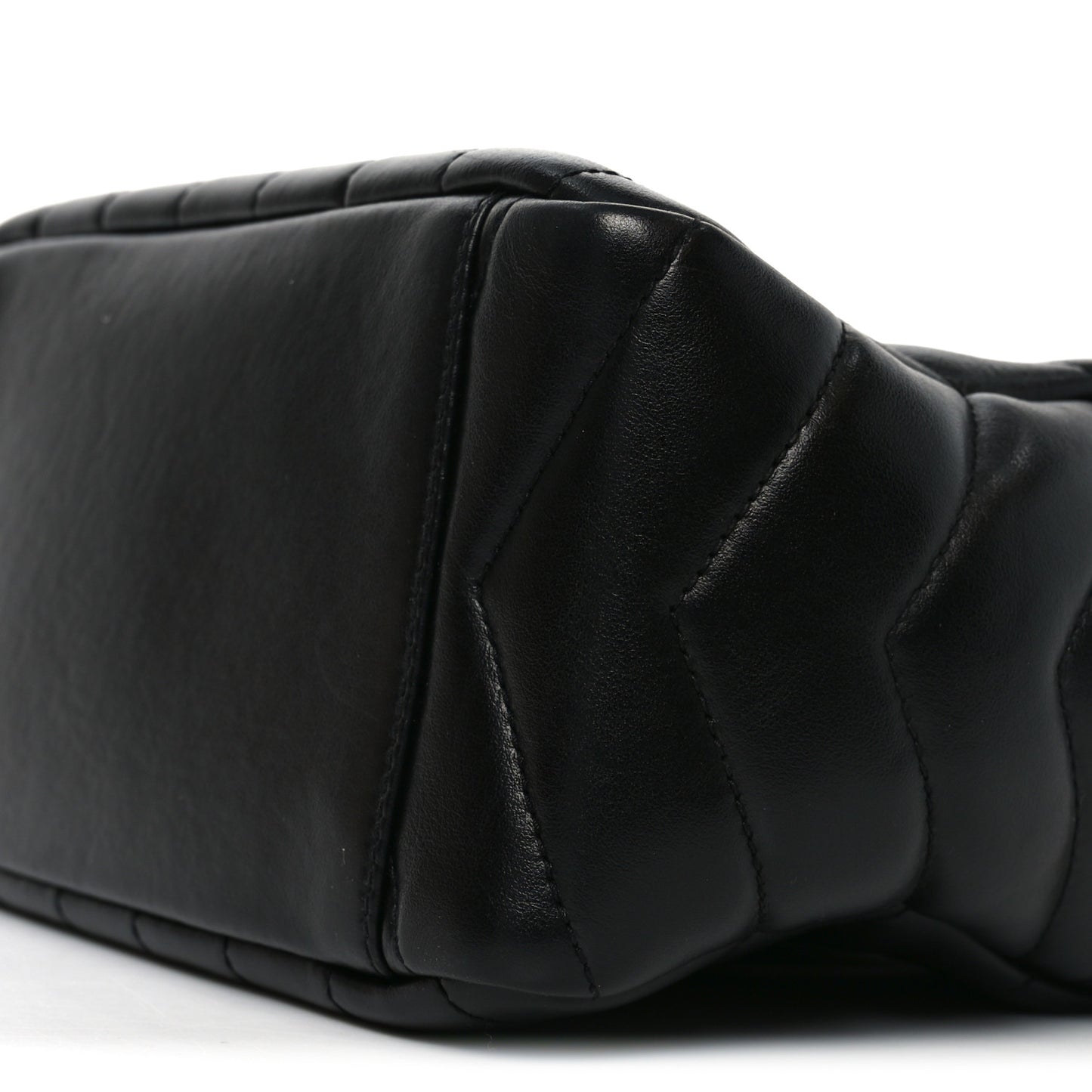 Calfskin Y Quilted Monogram Small Loulou Bowling Bag Black