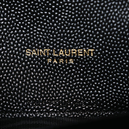 Saint Laurent Grain De Poudre Matelasse Chevron Monogram Envelope Chain Wallet Black 6 of 9