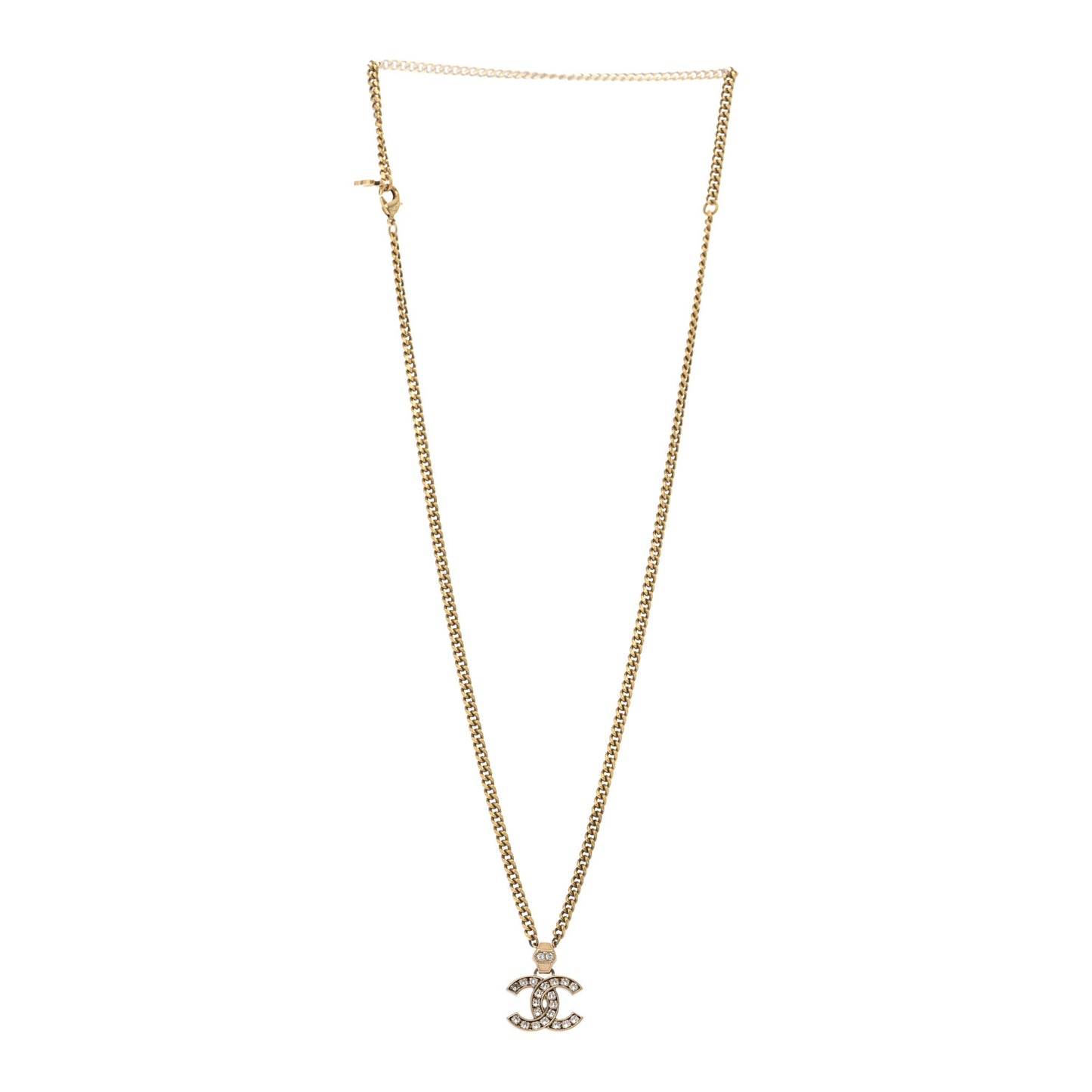 Crystal CC Pendant Necklace Gold