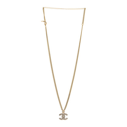 Chanel Crystal CC Pendant Necklace Gold 1 of 7