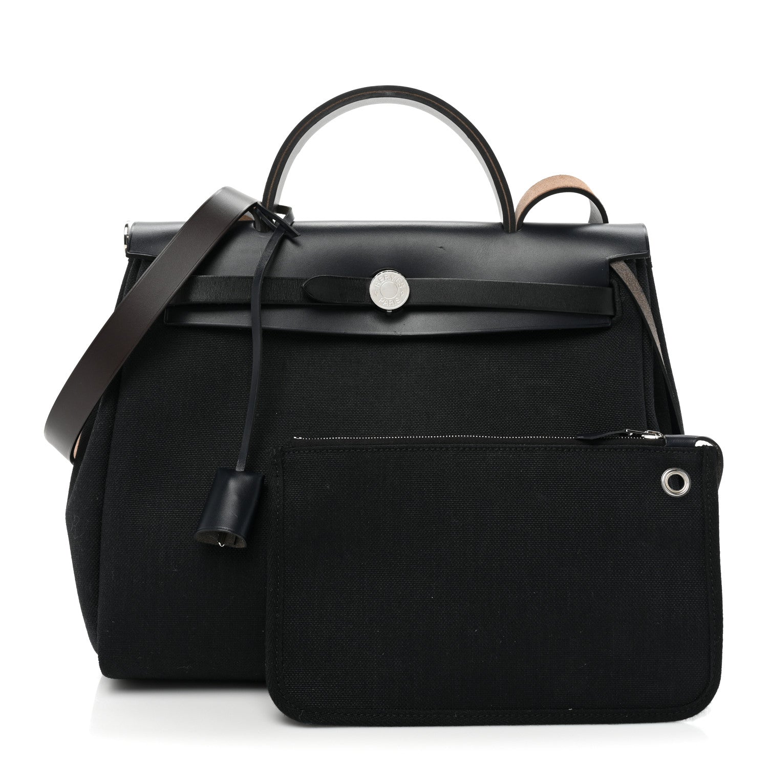 Hermes Military Toile Vache Hunter Herbag Zip Retourne 31 PM Blue Indigo 3 of 14