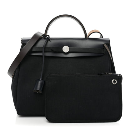 Hermes Military Toile Vache Hunter Herbag Zip Retourne 31 PM Blue Indigo 3 of 14