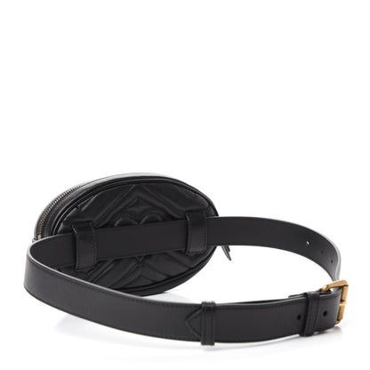Gucci Calfskin Matelasse GG Marmont Belt Bag 75 30 Black 3 of 11