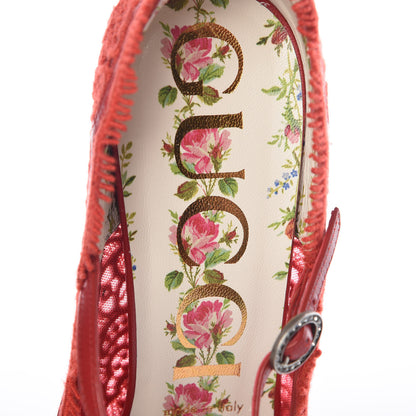 Gucci Lace Pizzo Venice Pumps 39.5 Hibiscus Red 7 of 10