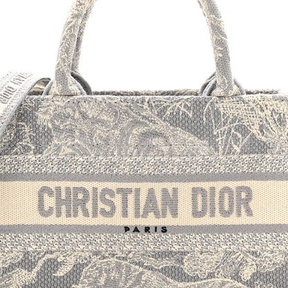 Christian Dior Canvas Embroidered Toile De Jouy Reverse Mini Book Tote With Strap Grey 8 of 11