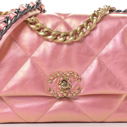 Chanel Iridescent Calfskin Quilted Medium Chanel 19 Flap Pink 8 of 10