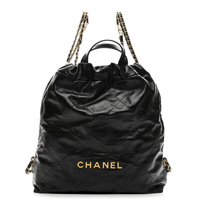 Chanel Shiny Calfskin Quilted Chanel 22 Backpack Black 1 of 11