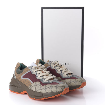 Gucci GG Supreme Monogram Mix Monogram Womens Rhyton Sneakers 42 Bordeaux Beige Ebony 8 of 8