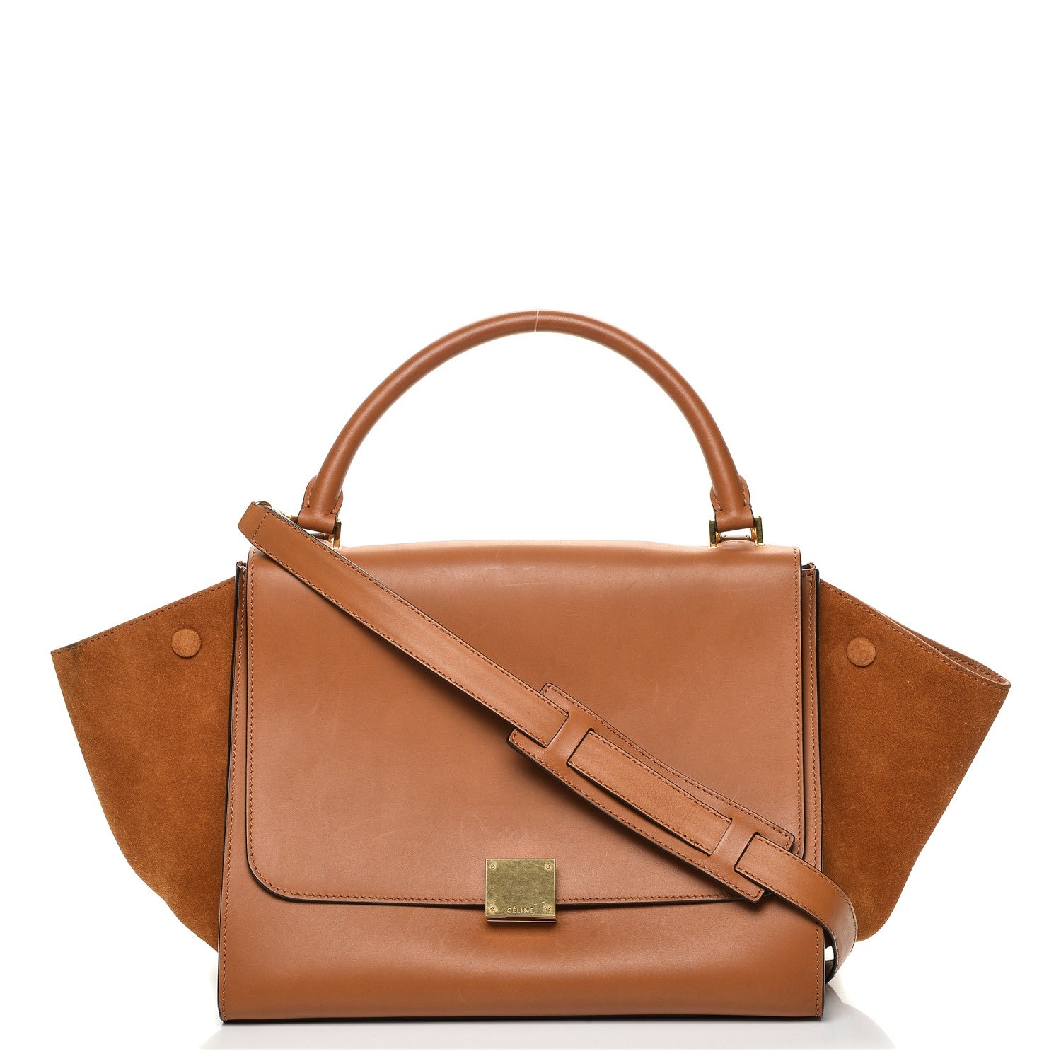 Celine Natural Calfskin Suede Medium Trapeze Tan 1 of 10