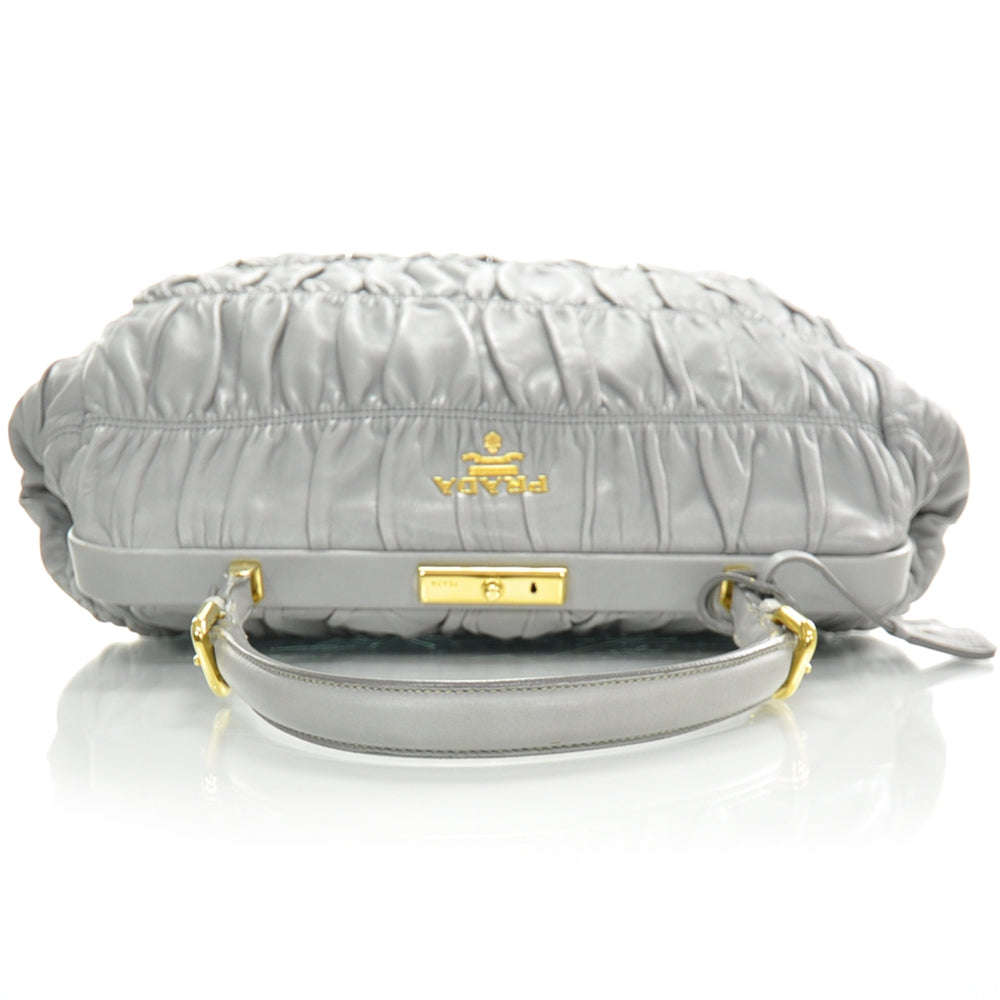 Nappa Dressy Gaufre Framed Tote Nuvola