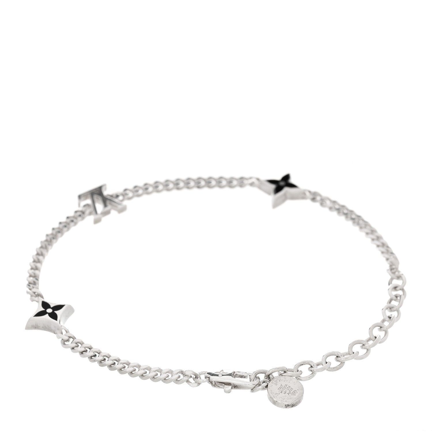 Louis Vuitton Sterling Silver Enamel LV Spike Bracelet Black 2 of 3
