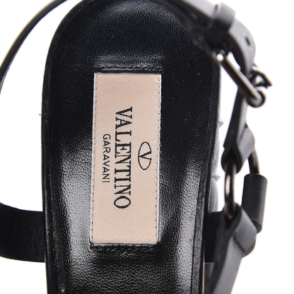 Valentino Garavani Calfskin Craquele Nappa Rockstud Spike 90mm Ankle Strap Sandals 37 Black 5 of 8