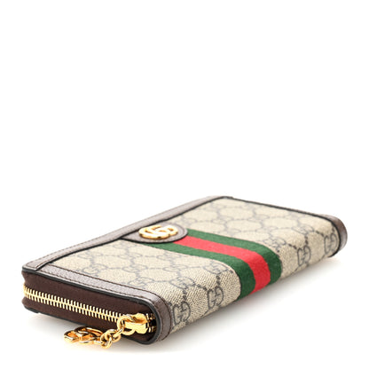 Gucci GG Supreme Monogram Web Ophidia Zip Around Wallet Brown 4 of 9