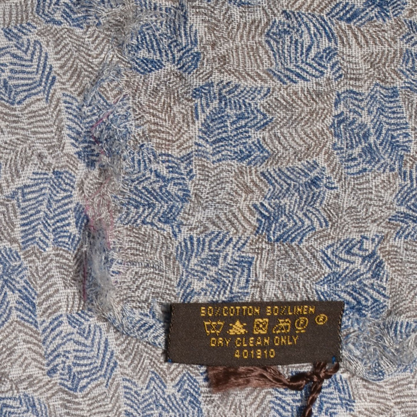 Cotton Linen Etole Damier Palm Stole Blue