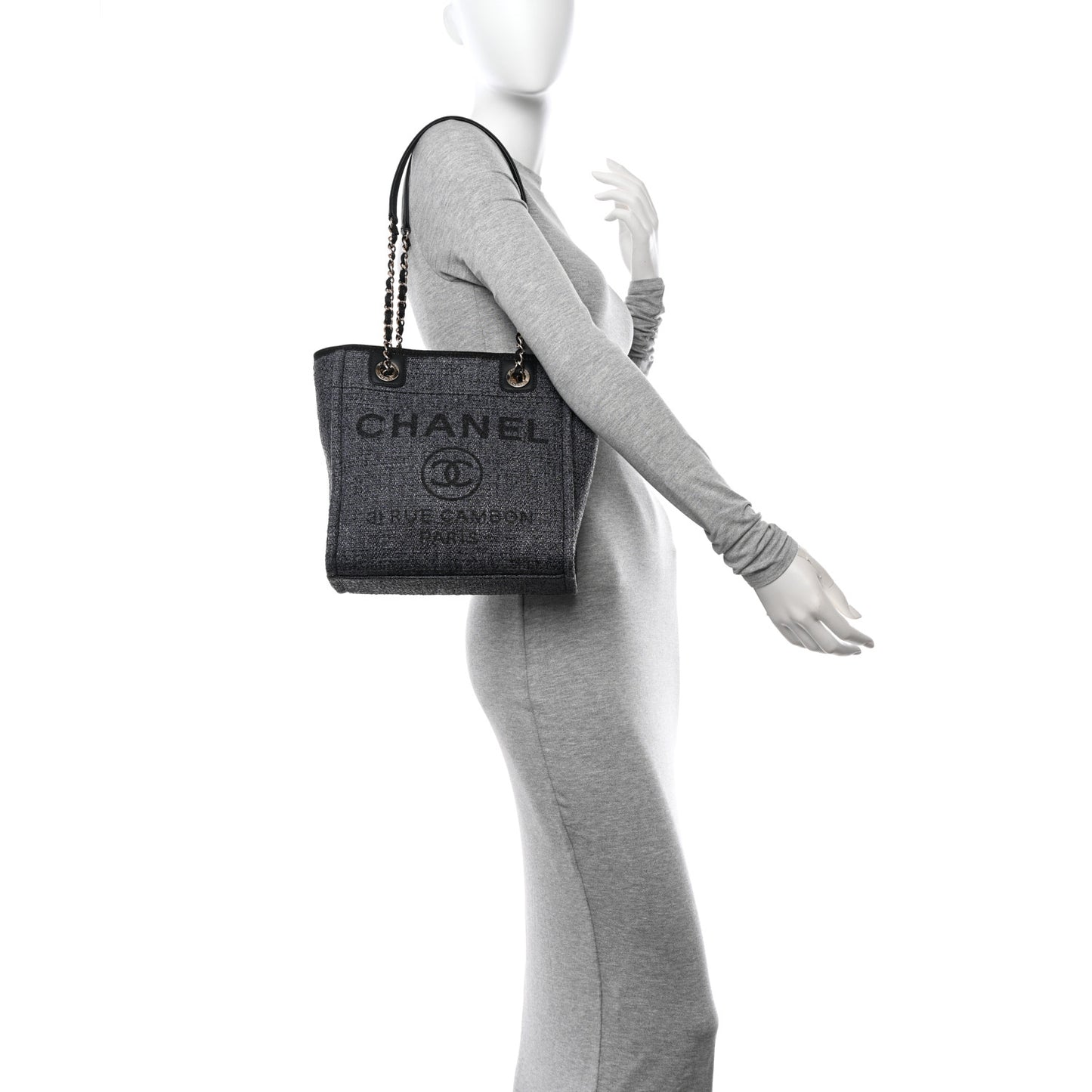 Lurex Boucle Mini Deauville Tote Black