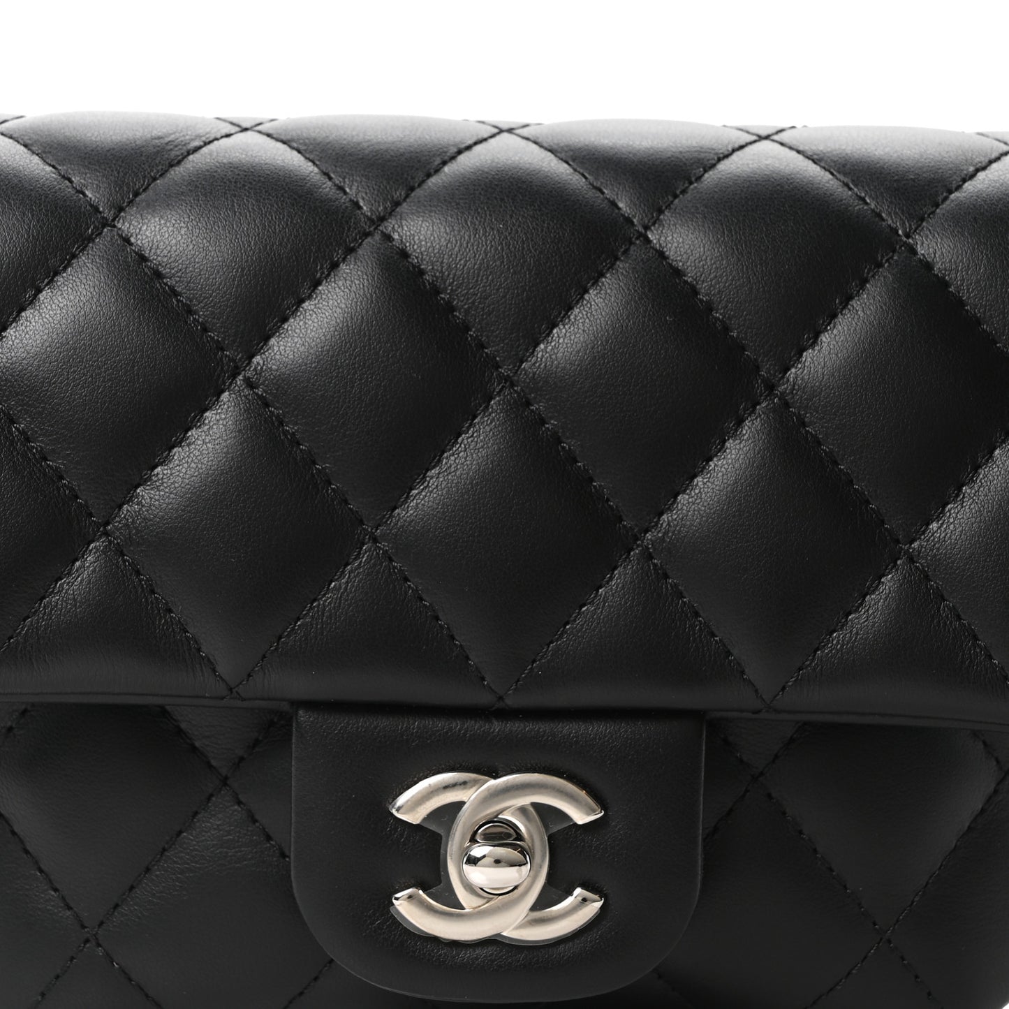 Calfskin Quilted CC Uniform Flap Belt Bag Black