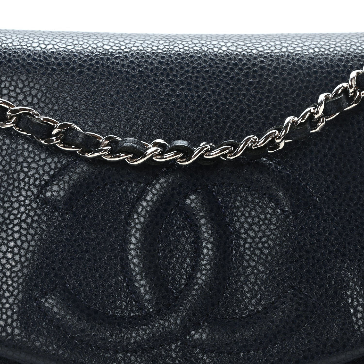 Chanel Caviar Half Moon Wallet On Chain WOC Dark Blue 9 of 11