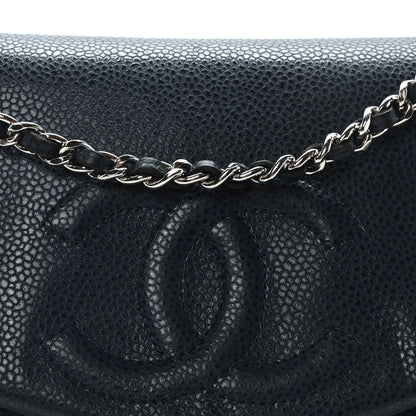Chanel Caviar Half Moon Wallet On Chain WOC Dark Blue 9 of 11