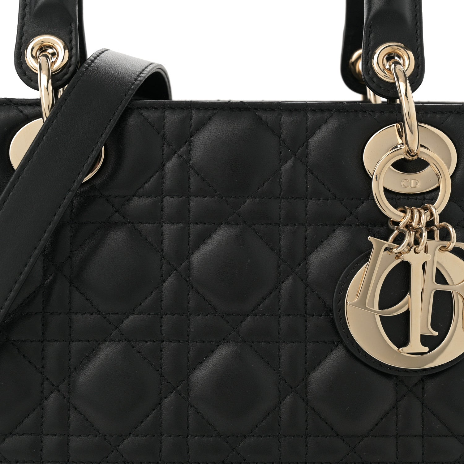 Christian Dior Lambskin Cannage Medium Lady Dior Black 8 of 12