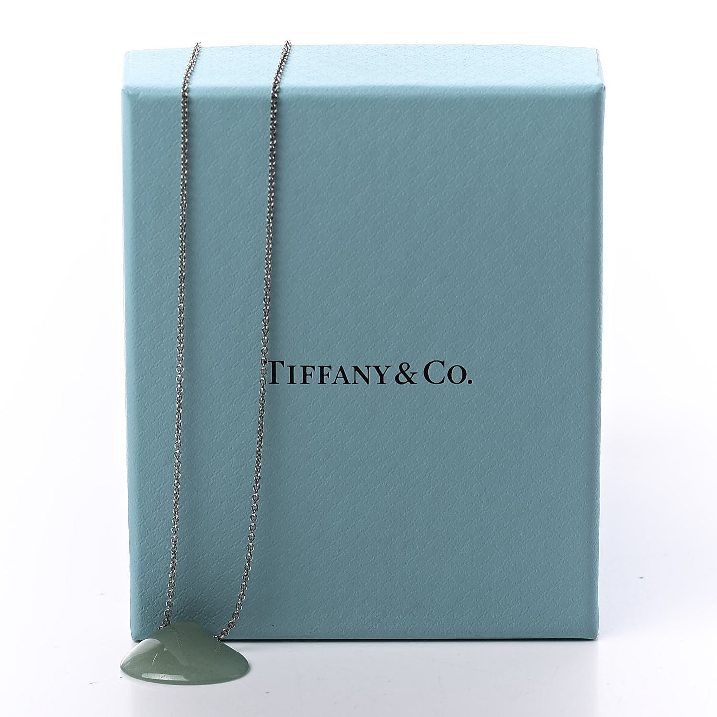 Sterling Silver Green Aventurine Elsa Peretti Cat Island Isle Shell Pendant Necklace